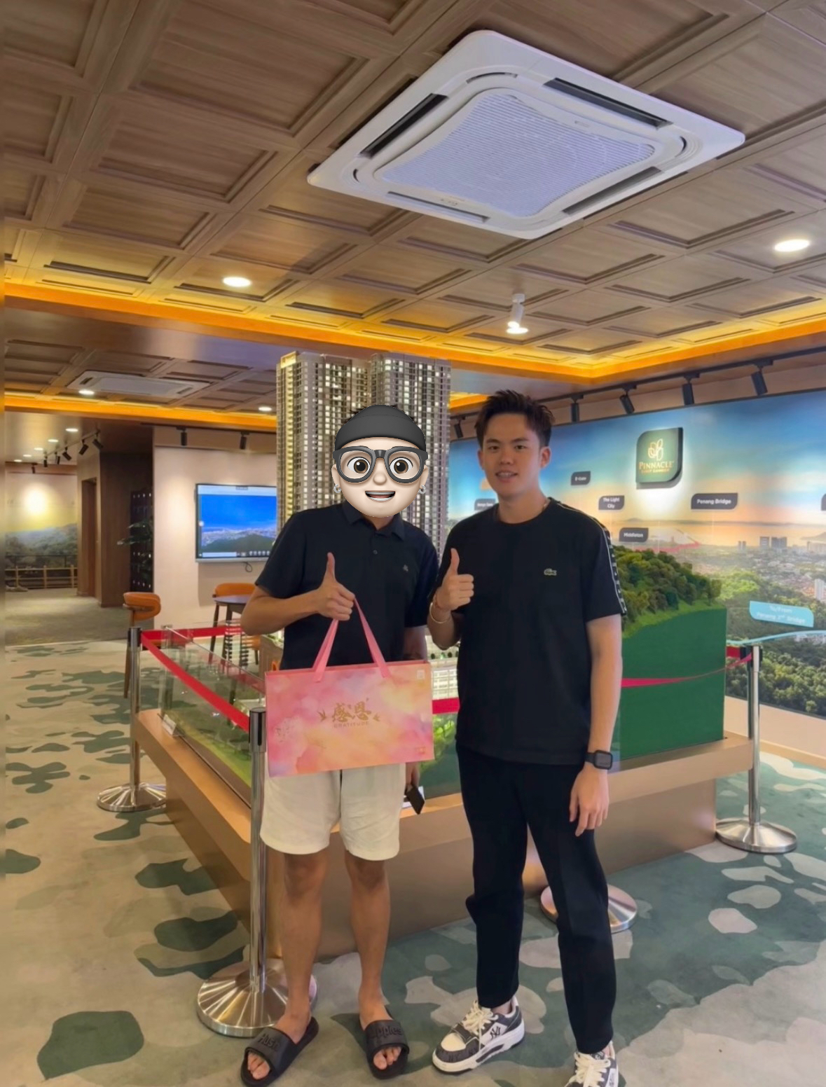 James with a client at a property showroom