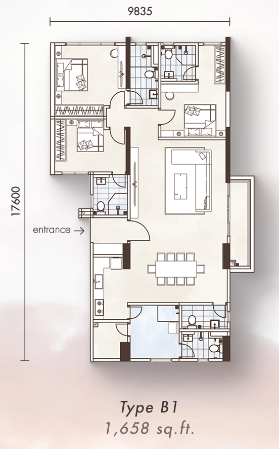 Alton Sky Villas Type B1 floor plan