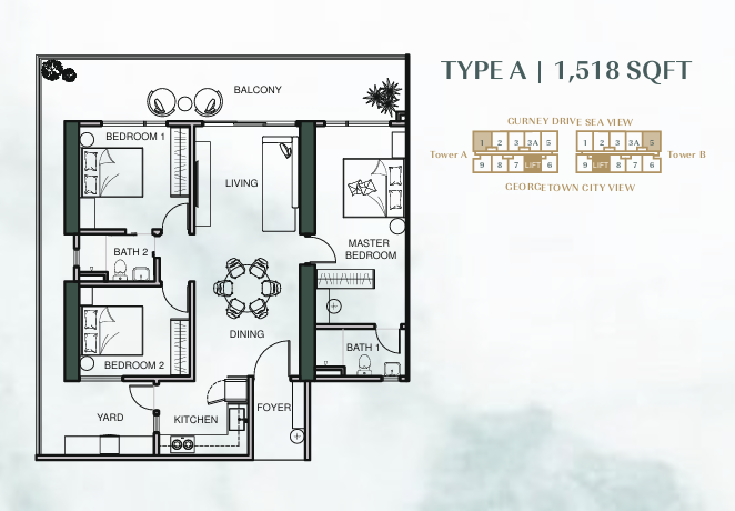 Lumina Residence Type A floor plan