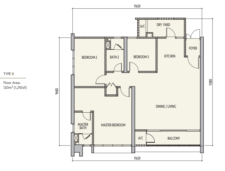 Mezzo Residence Type B floor plan