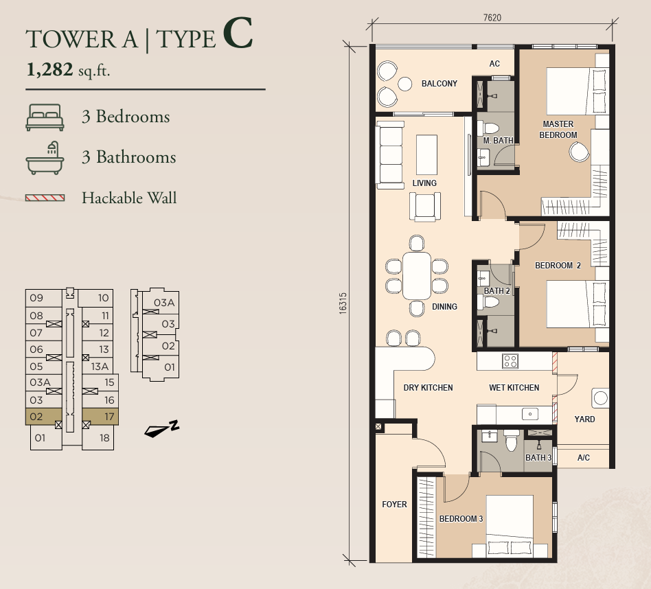 Pinnacle Bukit Gambier Tower A Type C floor plan