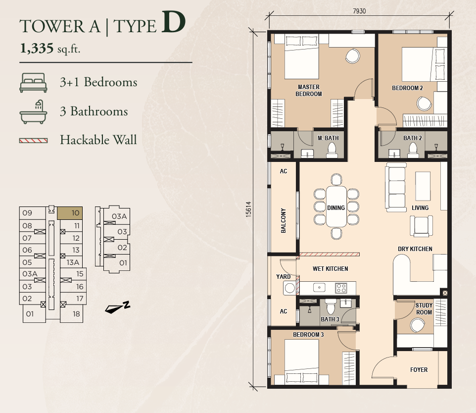 Pinnacle Bukit Gambier Tower A Type D floor plan