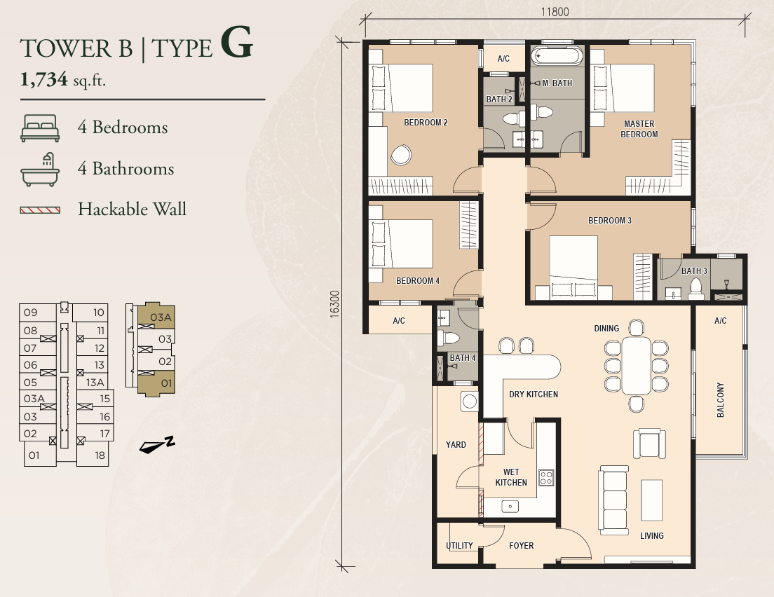 Pinnacle Bukit Gambier Tower B Type G floor plan