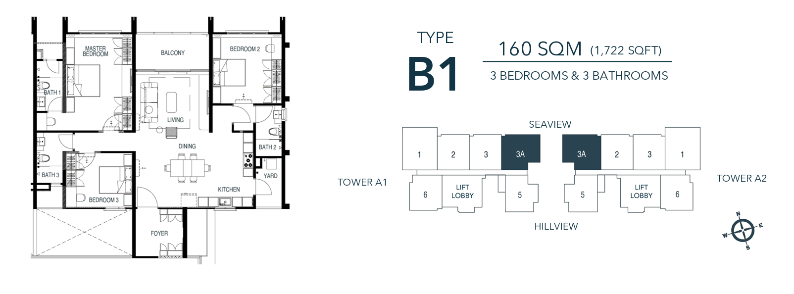 WaterStone Residence Type B1 floor plan