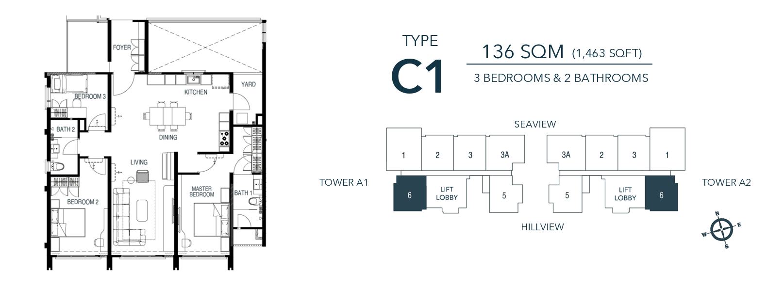 WaterStone Residence Type C1 floor plan