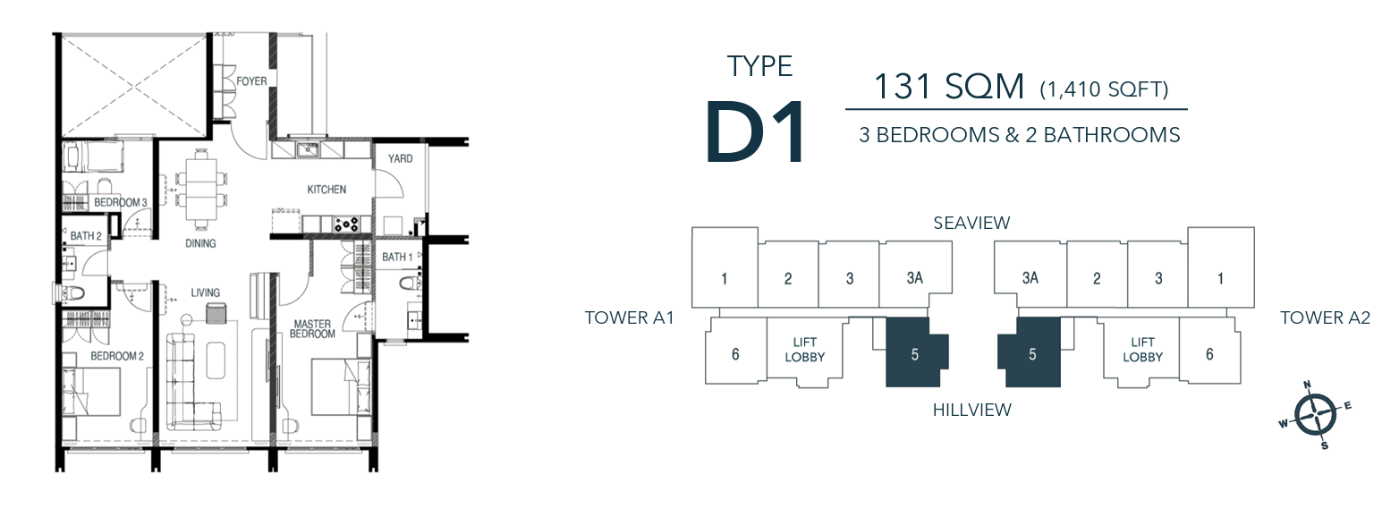 WaterStone Residence Type D1 floor plan