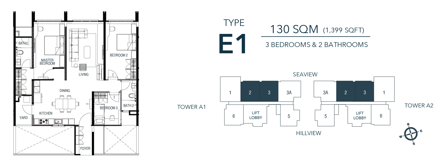 WaterStone Residence Type E1 floor plan
